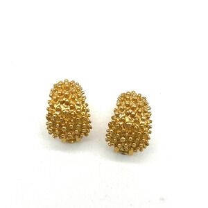 Sarah Coventry Gold‎ Tone Textured Clip On Earrings Vintage Statement Jewelry